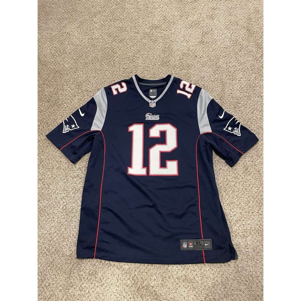 New England Patriots Tom Brady Vintage Blue Nike Jersey Men's Size-XLarge